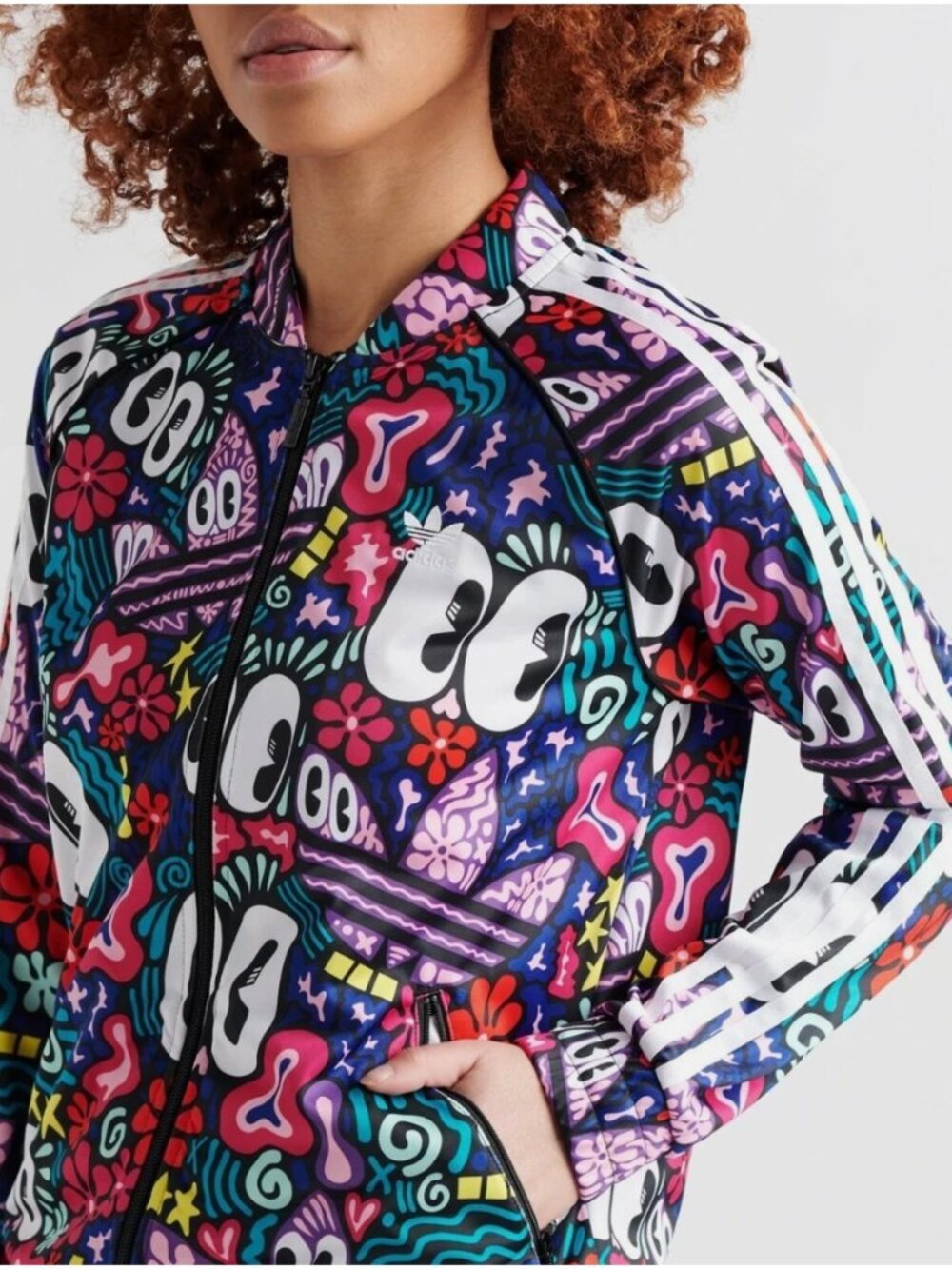 Adidas X Hattie Stewart Graffiti Art Illustration Track Jacket Full Zip Size M - Picture 1 of 8